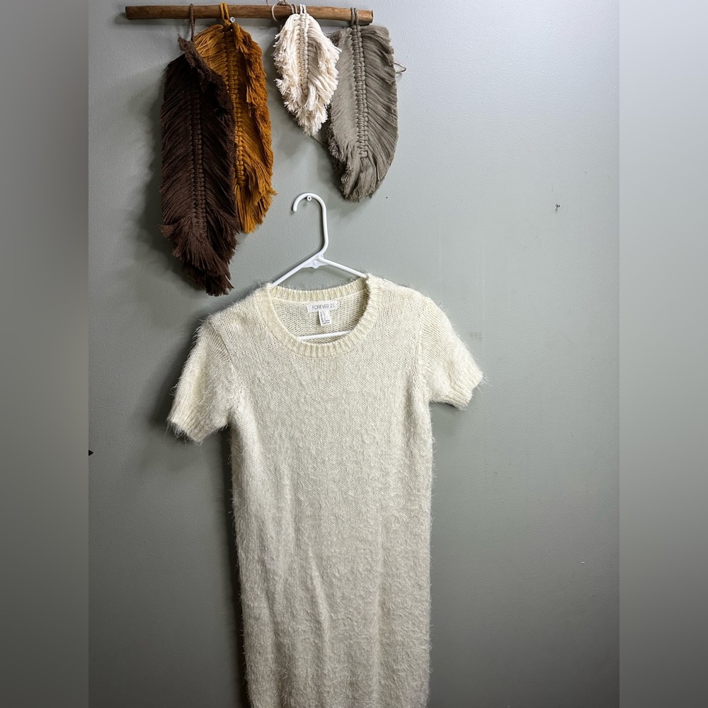 Cream Fuzzy Dress mini dress